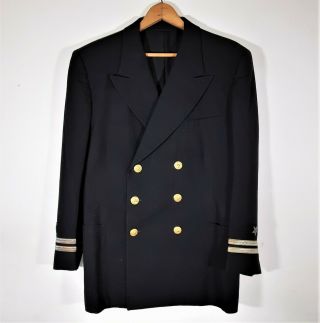 M Vintage WWII US Navy Black Wool Officers Coat 1940s Military Jacket USA VGC 40 2