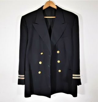M Vintage WWII US Navy Black Wool Officers Coat 1940s Military Jacket USA VGC 40 3