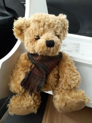 Harrod’s 10” Teddy Bear With Green And Brown Man Scarf