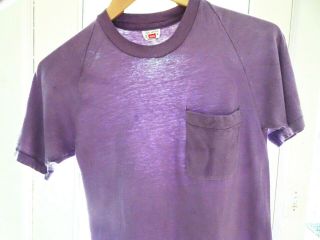 Xs/s Vtg 50s 60s Hanes Sportswear Purple Faded Distressed Blank Raglan T - Shirt