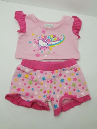 Build A Bear Hello Kitty Clothes Outfit Top Shorts Rainbow Star Print Pajamas