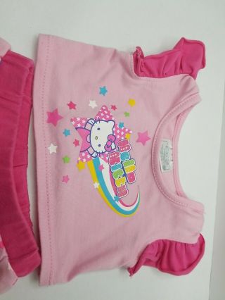 Build a Bear Hello Kitty Clothes Outfit Top Shorts Rainbow Star Print Pajamas 2