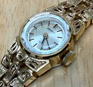 Vintage Seiko 11 - 0549 Lady 17 Jewels Gold Tone Hand - Wind Mechanical Watch Hours