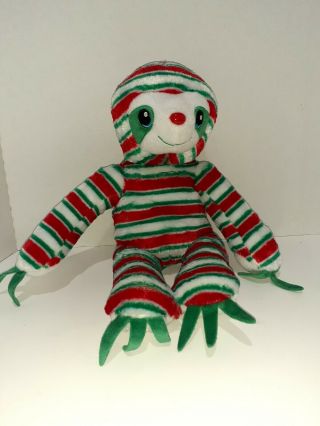 Build A Bear Peppermint Twist Holiday Christmas Sloth Plush Red Green
