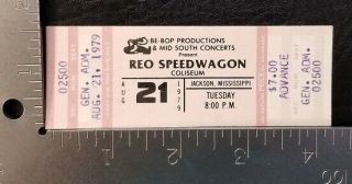 Reo Speedwagon - Vintage Aug.  21,  1979 Jackson,  Miss Whole Concert Ticket