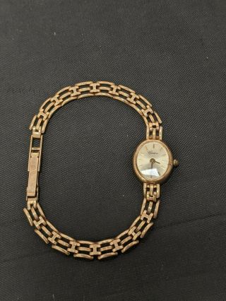 Vintage 9ct Solid Gold Watch And Chain Geneve Birmingham Hallmark Sh