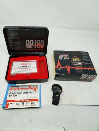 Casio Bp100 Blood Pressure Monitor Watch Japan Vintage Black Ekg Complete Box