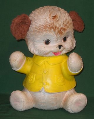Vintage 1962 Edward Mobley Arrow Rubber Toy Bear Faux Fur Ears Squeak