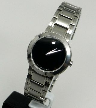 Womens Authentic Swiss Made Movado Stiri 0607280 Stainless Black Dial Watch