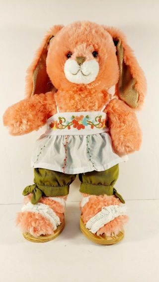 Build - A - Bear Coral Gold Shimmer Bunny 2012 Retired With Outfit And Shoes