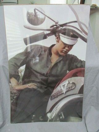 Elvis Presley On Harley Davidson Motorcycle 22.  5 X 34 Poster