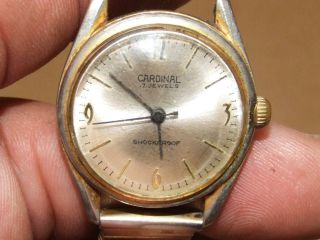 Vintage Mens Cardinal 17 Jewel Shockproof Wind Up Watch Sell