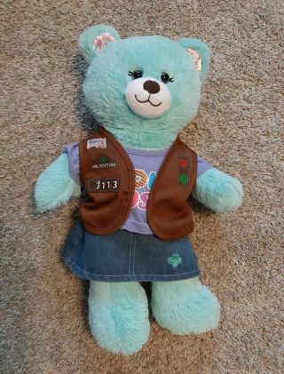 Build A Bear Girl Scout Thin Cookie Teddy Plush With Vest Shirt Skirt