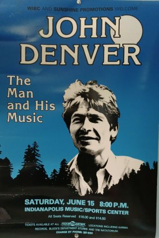Vintage John Denver Concert Poster Indianapolis 1985
