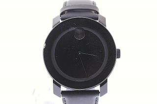 Ladies Movado 3600005 Bold 42 Mm Black Dial Black Leather Watch