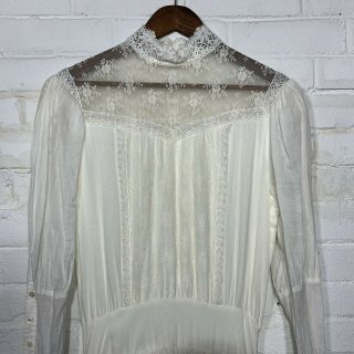 Scott Mcclintock Gunne Sax Dress Ivory Lace Romantic Victorian Dress Sz 10 Vtg