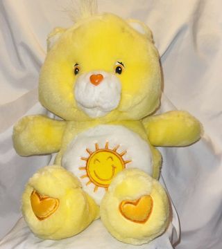2002 Funshine Bear Care Bears Play Along 13” Plush Yellow Sunshine Exc