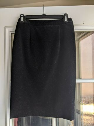 Vintage Ysl Yves Saint Laurent Classic Black Velvet Pencil Skirt Size 38