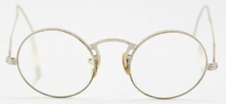 Vtg West Lynn Wire Eyeglass Frame Circular Glasses Round Etched Antique Beatles