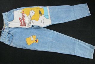 Rare Vintage 1990 Stickshift Clothing Bart Simpson Denim Jeans Pants Size 6/7