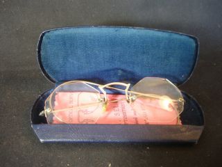 Old Vtg Antique Shuron Eye Glasses Spectacles Gold Filled Case Decorative Rims