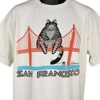 B Kliban Cat T Shirt Vintage 80s 90s San Francisco Double Sided Made In Usa Xl