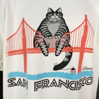 B Kliban Cat T Shirt Vintage 80s 90s San Francisco Double Sided Made In USA XL 3