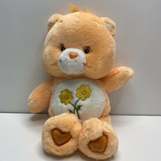 2002 Friend Bear Care Bears Play Along 13 " Plush Tan Flowers Tcfc