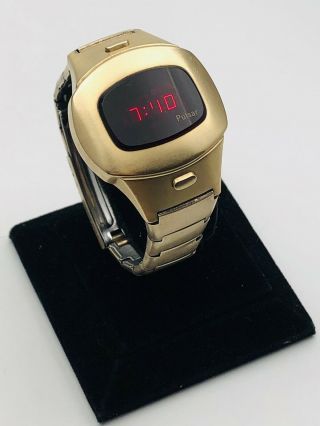 Vintage Pulsar P4 Executive Led Digital 14k Gold Filled Watch - W/ Magnet
