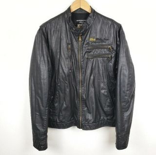 Vintage Black Leather Moto Jacket Bomber Euc Zip Up Xxl Mens Vtg Pre Owned Black