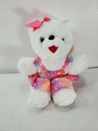 11 " Dan Dee 2018 Christmas Snowflake Teddy Bear Plush White Girl Pink Dress