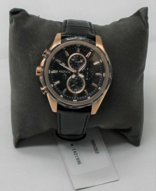 Bulova 98a262 39mm Rose Gold - Tone Stainless Steel Case With Black Leather Strap