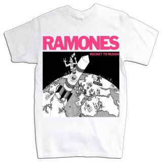 The Ramones Rocket To Russia - Mens White T - Shirt Premium Ringspun Cotton Punk