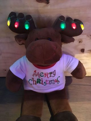 Build A Bear Christmas Moose W/ Antlers That Light Up Soft Plush Stuffed Animal
