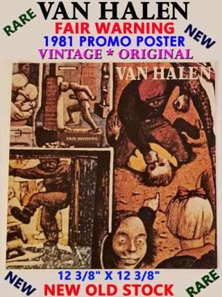 Van Halen Fair Warning Vintage Promo Poster 1981 David Lee Roth Nos