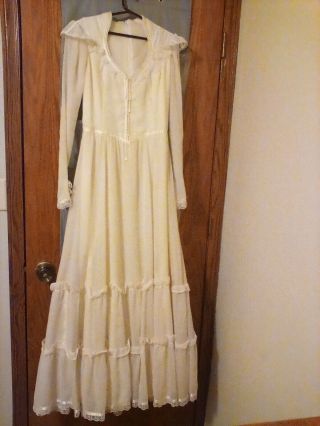 Vintage 70’s Gunne Sax Jessica Off White Cotton/poly Lace Dress Size 11