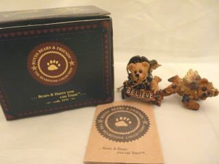 1996 Boyds Bears Ariel And Clarence As The Angels Ceramic Figurine W/box