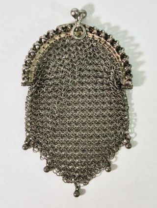 Antique Victorian 935 Sterling Silver Mesh Chatelaine Coin Purse