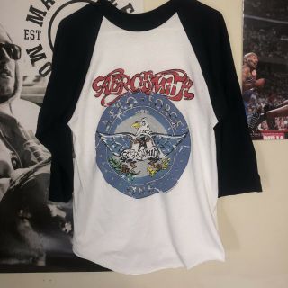 Rare Vintage Aerosmith Aero Force One 1997 Shirt,  3/4 Sleeve Size M