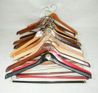 (18) Vintage Wooden Suit Hangers Plus 2 Plastic Pant & Coat