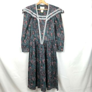 Vintage Gunne Sax Jessica Mccklintock Prairie Dress Size 11 Cotton Made In Usa