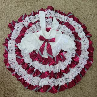 Vintage Lilo California Toddler Girl 2t Full Circle Ruffle Dress Plaid Lace Usa