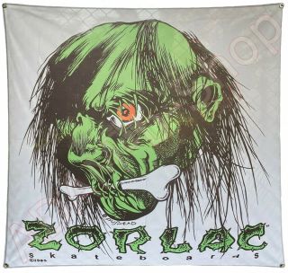 Zorlac Skateboard 4x4ft Flag Banner Pushead Shrunken Head Poster Tapestry Decor