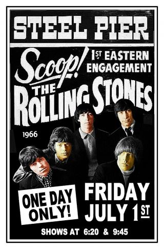 The Rolling Stones 1966 Concert Poster Gig Poster Atlantic City Nj Steel Pier