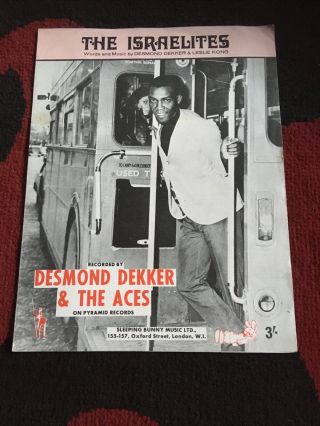 Desmond Dekker & The Aces - Israelites - Uk Sheet Music - Vg
