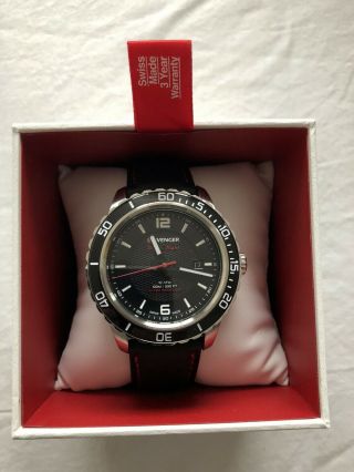 Wenger Roadster Black Night Swiss Army Watch 01.  0851.  120 Leather Strap Rrp £160