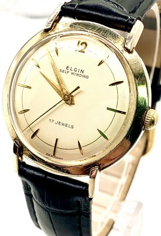 Vintage Men’s Elgin 17 jewel self wind 10k rgp germany Wrist Watch Running. 2