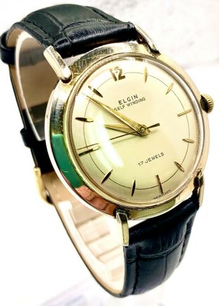Vintage Men’s Elgin 17 jewel self wind 10k rgp germany Wrist Watch Running. 3