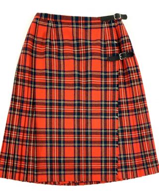 Adorable Vintage Archie Brown & Son Bermuda Scottish Wool Plaid Kilt Skirt 12 - 14