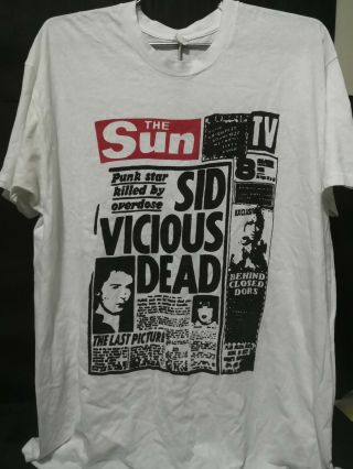 Vintage Sid Vicious Dead The Sun Newspaper Sex Pistols Single Stitch T - Shirt